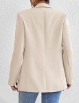 Dazosue Women Shawl Collar Blazer Casual Open Front Buttonless Flap Pocket Business Office Suit Jacket Beige M