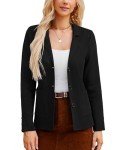 KANCY KOLE Women's Casual Blazer Long Sleeve Button Down Cardigan Work Bussiness Jacket with Pocket Black M
