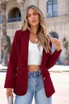 PRETTYGARDEN Women's 2024 Fall Business Casual Blazers Long Sleeve Notch Lapel Trendy Work Office Blazer Jackets Outerwear (Wine Red,X-Large)