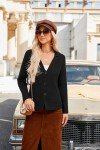 KANCY KOLE Women's Casual Blazer Long Sleeve Button Down Cardigan Work Bussiness Jacket with Pocket Black M