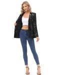 KANCY KOLE Women Long Sleeve Blazer Jacket Open Front Sequin Jacket Shimmer Glitter Party Cardigan Coat Black XL