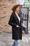 GRACE KARIN Women's Open Front Long Cardigan Long Sleeve Lapel Sweater Blazer with Pockets Casual Knit Oversized Coat Black X-Large