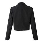 Beninos Womens Long Sleeve Open Front Crop Blazer Jacket (806 Black, L)