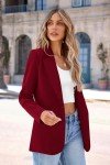 PRETTYGARDEN Women's 2024 Fall Business Casual Blazers Long Sleeve Notch Lapel Trendy Work Office Blazer Jackets Outerwear (Wine Red,X-Large)