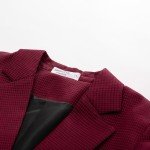JASAMBAC Work Office Blazers for Women Open Front Long Sleeve Button Down Cardigan Jacket Dressy Business Outfits Wine Red