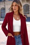 PRETTYGARDEN Women's 2024 Fall Business Casual Blazers Long Sleeve Notch Lapel Trendy Work Office Blazer Jackets Outerwear (Wine Red,X-Large)