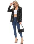 KANCY KOLE Women Long Sleeve Blazer Jacket Open Front Sequin Jacket Shimmer Glitter Party Cardigan Coat Black XL