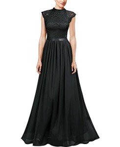 Black Floral Lace Maxi Dress for Bridesmaids