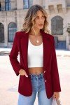 PRETTYGARDEN Women's 2024 Fall Business Casual Blazers Long Sleeve Notch Lapel Trendy Work Office Blazer Jackets Outerwear (Wine Red,X-Large)