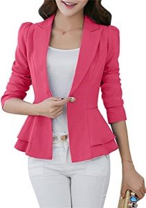 YMING Women's Classic Blazer and Jacket Button Down Blazer Rose XL