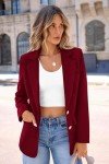 PRETTYGARDEN Women's 2024 Fall Business Casual Blazers Long Sleeve Notch Lapel Trendy Work Office Blazer Jackets Outerwear (Wine Red,X-Large)