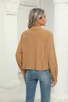 Zeagoo Spring Jackets for Women Cropped Corduroy Shacket Button Long Sleeve Oversized Shirts Fall Trendy Coats Camel