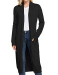 GRACE KARIN Womens Casual Longline Knit Cardigan Long Black Sweater Cardigan Loose Sweater with Pockets(S,Black)