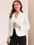 Allegra K Women's Work Office Blazers Stretch Lapel Collar Long Sleeve Jacket Suit Blazer White S