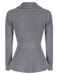 Belle Poque Women's Peplum Hem Sweater Elegant Cardigan Sweater Button Up Vintage Cable Knitted Sweater (Grey, L)