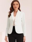 Allegra K Women's Work Office Blazers Stretch Lapel Collar Long Sleeve Jacket Suit Blazer White S