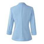 Womens 3/4 Sleeve Lightweight Office Work Suit Jacket Boyfriend Blazer (1906 Light Blue, L)