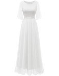 Lace Bridesmaid Evening Gown in White, Large