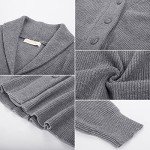 Belle Poque Women's Peplum Hem Sweater Elegant Cardigan Sweater Button Up Vintage Cable Knitted Sweater (Grey, L)