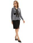 Belle Poque Women's Peplum Hem Sweater Elegant Cardigan Sweater Button Up Vintage Cable Knitted Sweater (Grey, L)