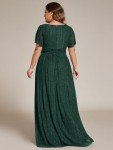 Dark Green Plus Size A-Line V Neck Maxi Dress