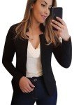 GRASWE Ladys Casual Pure Color Office Blazer Tops Elegant Plus Jacket Suit Blk L