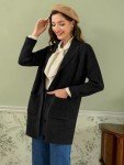 Belle Poque Womens Cardigan Sweaters Lightweight Black Button Up Cardigan Blazer Jackets S