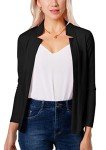 YMING Women's Classic Solid Color Short Blazer Casual Office Cardigans Slim Fit Simple Jackets Blk M