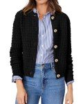 PRETTYGARDEN Women's Knit Cardigan Sweaters Casual Long Sleeve Open Front Button Down Trendy Jackets Outerwear (Black,Large)