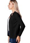 YMING Women's Classic Solid Color Short Blazer Casual Office Cardigans Slim Fit Simple Jackets Blk M