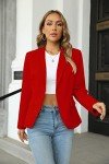 Womens Casual Blazers Long Sleeve Lapel Button Slim Work Office Blazer Jacket, Red, Medium