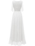 Lace Bridesmaid Evening Gown in White, Large