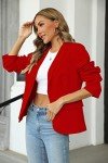 Womens Casual Blazers Long Sleeve Lapel Button Slim Work Office Blazer Jacket, Red, Medium