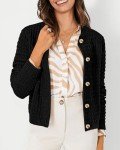 PRETTYGARDEN Women's Knit Cardigan Sweaters Casual Long Sleeve Open Front Button Down Trendy Jackets Outerwear (Black,Large)