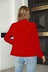 Womens Casual Blazers Long Sleeve Lapel Button Slim Work Office Blazer Jacket, Red, Medium
