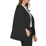 DKNY Women's Open Front Blazer Cape, Black, Small