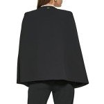 DKNY Women's Open Front Blazer Cape, Black, Small