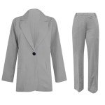 2 Piece Suits for Women Business Casual Long Sleeve Blazer Jackets Wide Leg Pants Office Outfits with Pockets