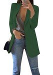 BOFETA Long Sleeve Basic Blazers for Women Fashion Open Front Slim Blazer Dark Green L