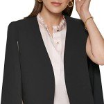 DKNY Women's Open Front Blazer Cape, Black, Small