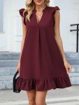 Famulily Women's Summer Mini A-line Sundress - Wine Red