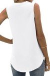 isermeo Womens Summer Tank Tops Pleated V Neck Solid Color Top Sleeveless Casual Basic Shirts Blouses White-L