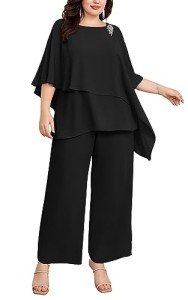 Hanna Nikole Women's Plus Size Black Pant Suit