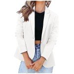 Amazon Outlet Clearance Womens Casual Blazer Jacket 2024 Long Sleeve Open Front Work Suit Solid Color Business Office Blazers Fall Cardigans Cream Blazer