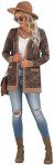 GRECERELLE Cardigan for Women Open Front Button Down Printed Lightweight Ladies Sweater V Neck Long Sleeve Outerwear Tops with Pockets FP Cashew Navy-L