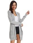 GRACE KARIN Women Classic Open Front Soft Drape Long Cardigan with Pockets (L,Light Grey)