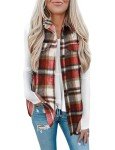 BETTE BOUTIK Women's Plaid Vest Coat Casual Lapel Neck Button Front Sleeveless Blazer Jacket Outerwear-Wine-XL