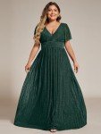 Dark Green Plus Size A-Line V Neck Maxi Dress