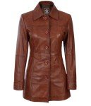Brown Real Lambskin Leather Blazer for Womens | [1515033] Kandis Cognac, M