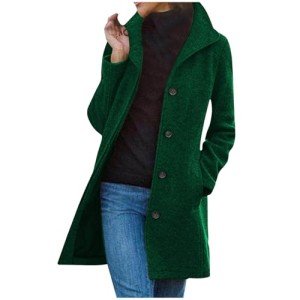 Deals Under 50 Dollars Pea Coats for Women Winter Casual Thicken Trench Coat Stand Collar Single Breasted Overcoat Fashion Midi Coats